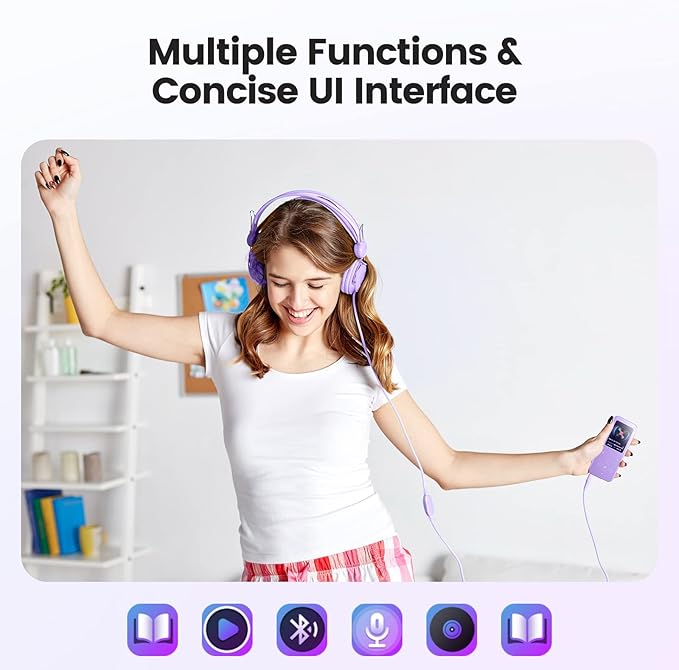 32GB MP3 Player with Bluetooth 5.3, AGPTEK A09X 2.4" Screen Portable Music Player with Speaker Lossless Sound with FM Radio, Voice Recorder, Supports up to 128GB, Purple-StrideForce Fitness