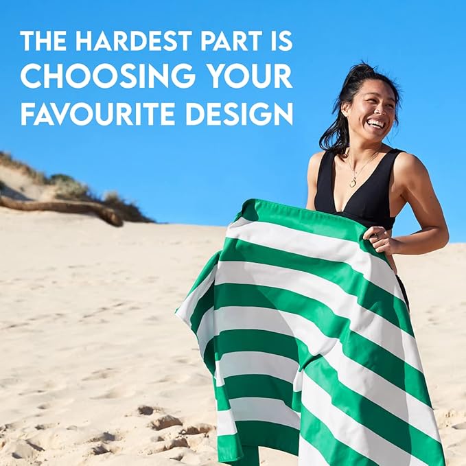 Dock & Bay Customized Beach Towel - Quick Dry, Sand Free - Compact, Lightweight - 100% Recycled - Includes Bag - Cabana - Cancun Green - Large-StrideForce Fitness