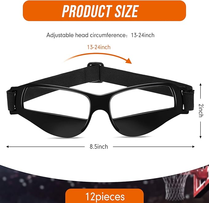 Weewooday 12 Pack Basketball Dribbling Goggles Adjustable Sport Training Glasses Aid for Team Training Aid Basketball Equipment Safety Specs for Adult Teenagers Youth, 8.5 x 2 Inch-StrideForce Fitness