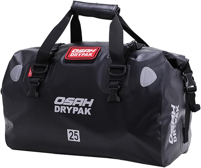 Waterproof Duffel& Luggage Bag - Motorcycle Dry Bag Tail Saddle Bags with Roll Top Closure,Large Storage Space,for Camping, Kayaking, Fishing & Traveling(Black, 25L)-StrideForce Fitness