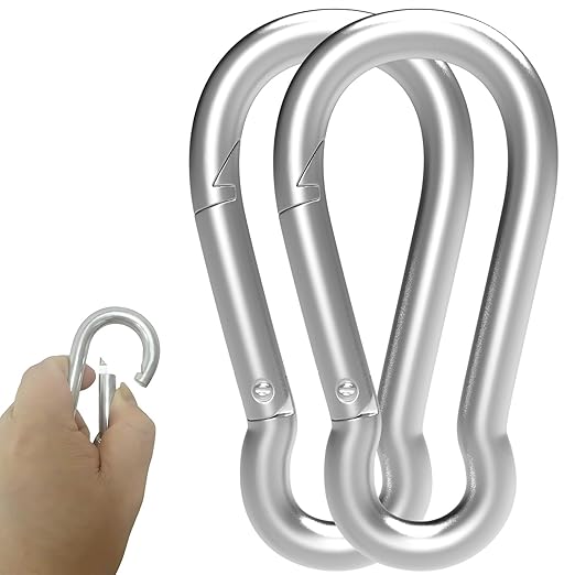 4 Inch Carabiner Clip Spring Snap Hook, 2 Pack M10 Heavy Duty Galvanized Steel Spring Snap Carabiner, Quick Link Keychain Clip for Keys Swing Set Camping Hiking Traveling (770 lbs Capacity)-StrideForce Fitness