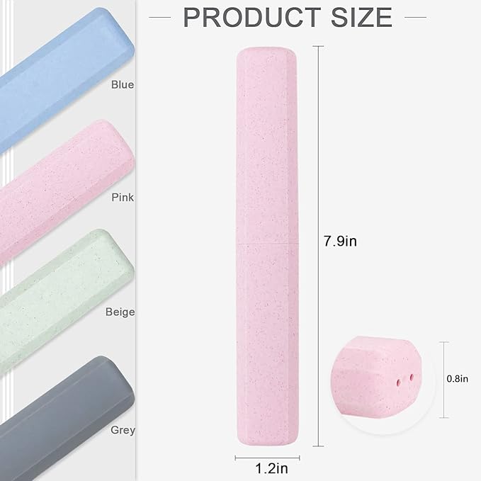 Mulbozy Travel Toothbrush Case, Portable Toothbrush Protector Cover, Breathable Wheat Straw Toothbrush Holder for Traveling, Camping, Business, Home, School, Gym, and More - 4 Packs
