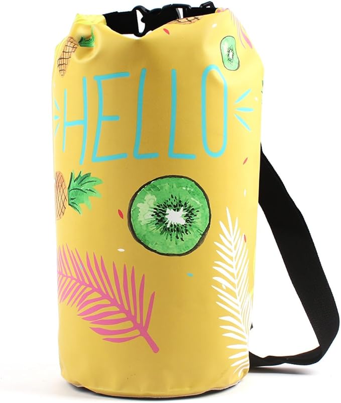 Dry Bag Waterproof,5L Roll Top Backpack Floating Dry Bag for Kayaking Boating Swimming Hiking Camping Outdoor Activities,Yellow Pineapple-StrideForce Fitness