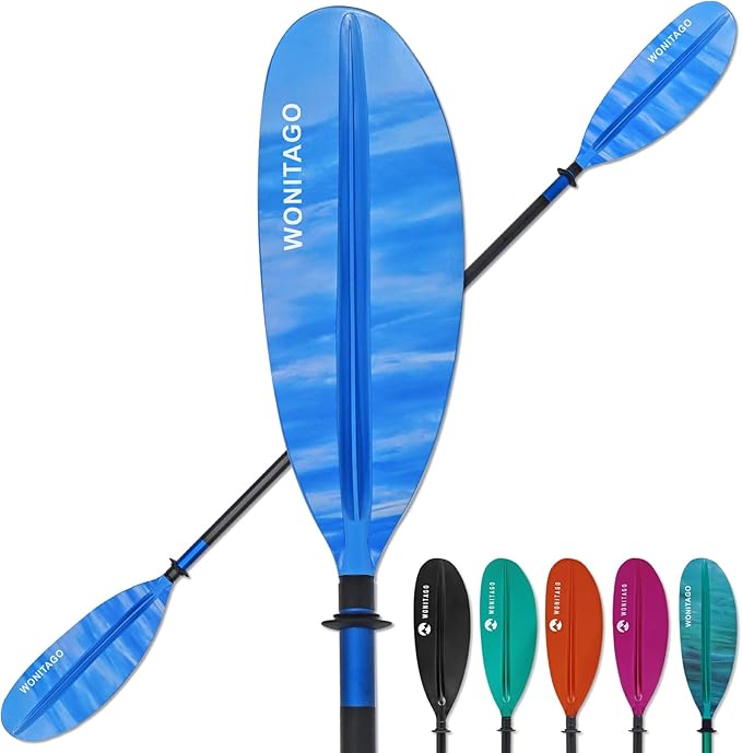 Kayak Paddle with Aluminum Shaft and Reinforced PP Blade, Floating Kayak Oar for Kayaking Canoeing and Boating, 220 cm/86 inches - 230 cm/90 inches-StrideForce Fitness