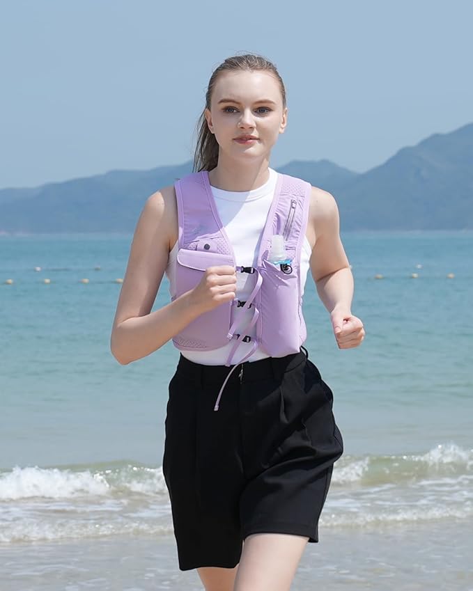 Running Vest for Women Men, USA Original Patent, Adjustable Chest Straps Running Hydration Vest with 500ml Soft Flask, Lightweight Reflective Hydration Backpack for Marathon-StrideForce Fitness