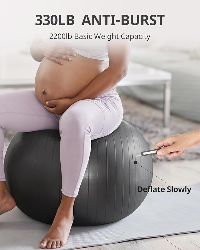 Trideer Extra Thick Yoga Ball Exercise Ball, 5 Sizes Gym Ball, Heavy Duty Ball Chair for Balance, Stability, Pregnancy, Quick Pump Included-StrideForce Fitness