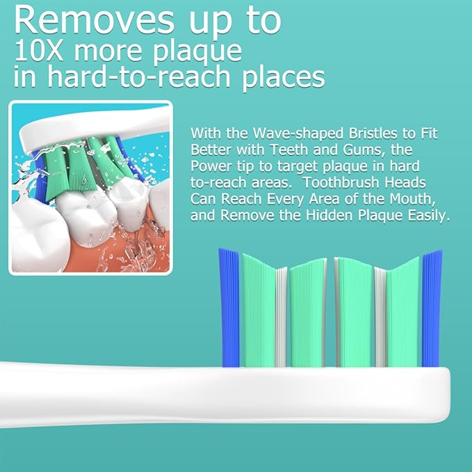 Replacement Heads Compatible with Sonicare Toothbrush, Replacement Brush Head for Philips Sonicare Electric Toothbrush 4100 5100 6100 9900 C2 W3 and More Click-on Handles (8white+8black)