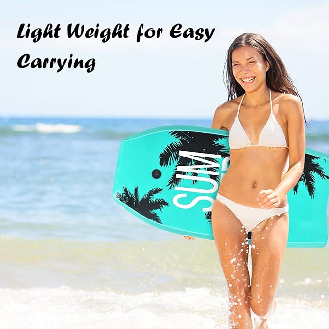 KOTEK 33/37/41 Inch Body Board with Wrist Leash, EPS Core, Dual Channel, HDPE Slick Bottom, Bodyboard for All Skill Levels & Wave Conditions-StrideForce Fitness