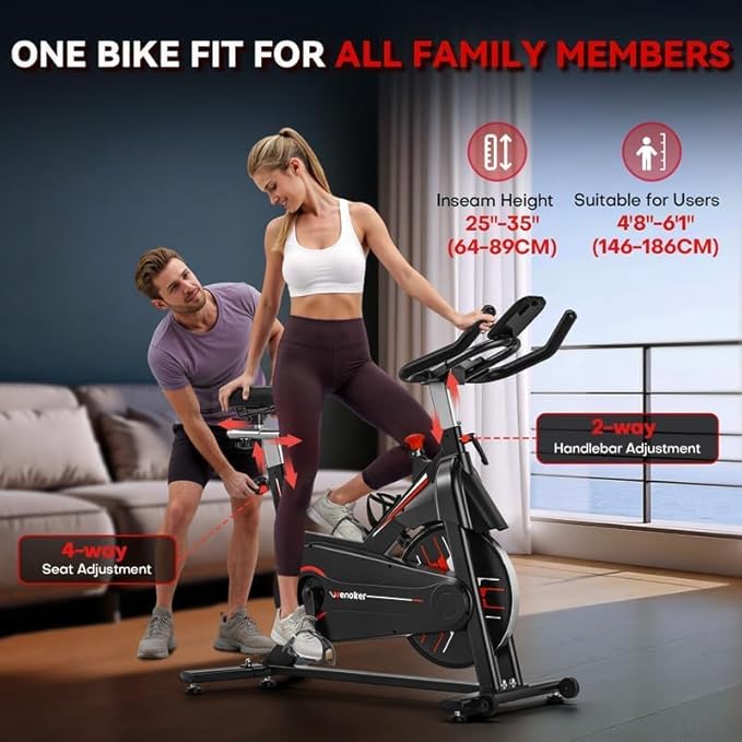 Exercise Bike, WENOKER Magnetic Resistance Stationary Bike for Home, App Supported Indoor Bike with Whisper Quiet, Heavy Flywheel and Upgraded Digital Display-StrideForce Fitness