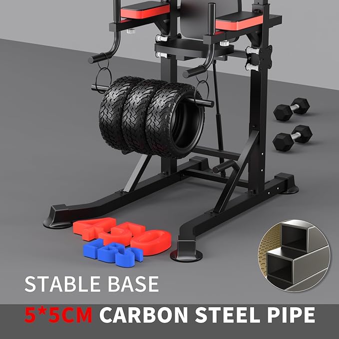 K KiNGKANG Power Tower Dip Station, Multi-Function Assistive Trainer Pull Up for Home Gym Muscle Building and Beginner Exercises,Load 450LBS-StrideForce Fitness