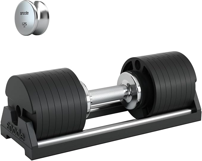SNODE AD80 Drop Proof 80 lbs Adjustable Dumbbell Set -Adjustable Weights with Cast Iron Plates and Cradle, Knurled Handle, Fast Adjust, Compact Home Gym Equipment for Bench & Press-StrideForce Fitness