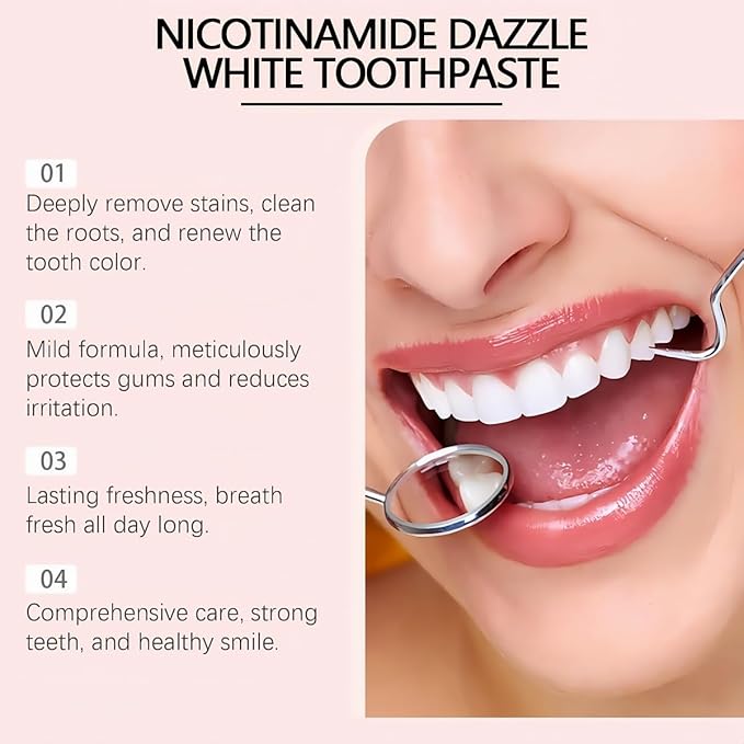 Niacinamide Whitening Toothpaste, Niacinamide Strengthen Toothpaste, Appropriate for Sensitive Teeth Remove Tooth Stains Fresh Breath (2) ﻿ ﻿