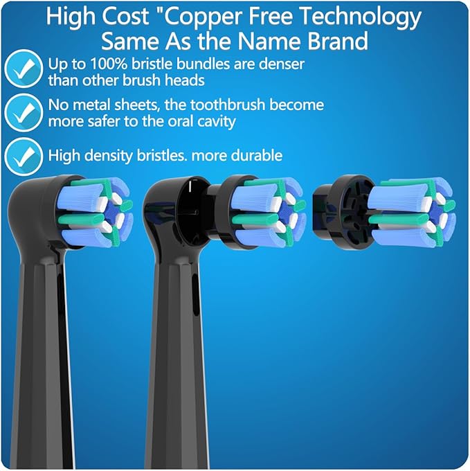 8 Pack Replacement Toothbrush Heads Compatible with Oral B iO, Brush Heads for Oral-B iO 2/3/4/5/6/7/8/9/10/7G Series, with Covers, Black