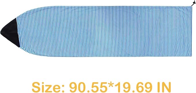 Surf Sock, Surfboard Sock Cover for Longboard Paddleboard Surf Board Sup Paddle Board, 6-8 FT Foot Quick Dry Stretch Surfboard Bag Sleeve with Drawstring Closure-StrideForce Fitness