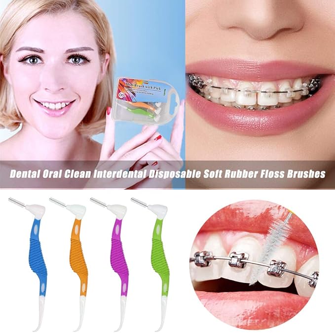 Angzhili 10 pcs Orthodontic Interdental Brush Mini Brush with Toothpick,Tooth Cleaning Tool