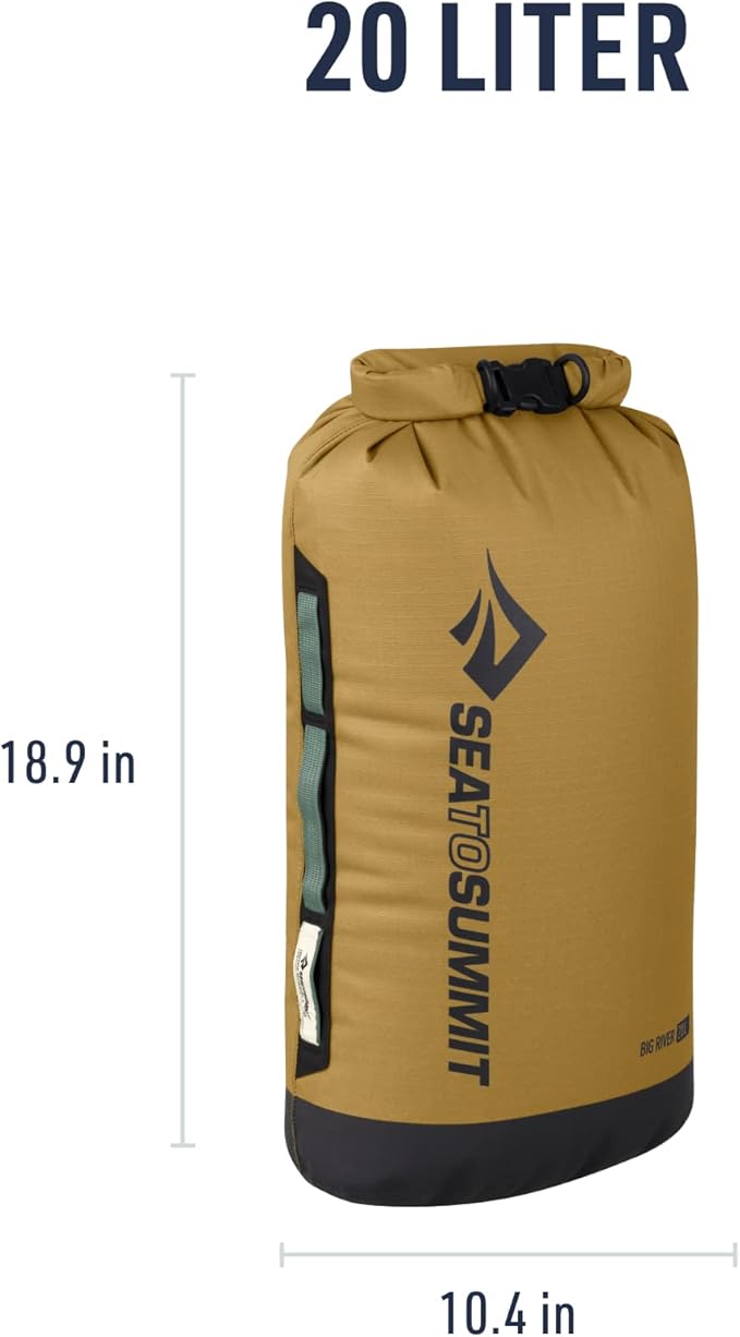 Sea to Summit Big River Dry Bag, Heavy-Duty Dry Storage, 20 Liter, Gold Brown-StrideForce Fitness