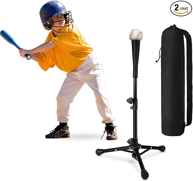 Baseball Tee For Kids, Easy Adjustable Batting Tee From 20.85 to 31.30 Inches. Foldable and Stable Baseball Tees for Hitting with Portable Bag. Softball Tee for Children Aged 3-10 Baseball Training.-StrideForce Fitness