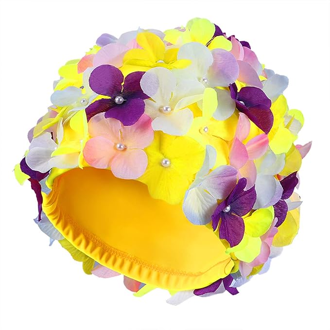WINOMO Fashionable Swim Cap Floral Petal Stylish Swimming Hat Bathing Caps Size L for Women-StrideForce Fitness