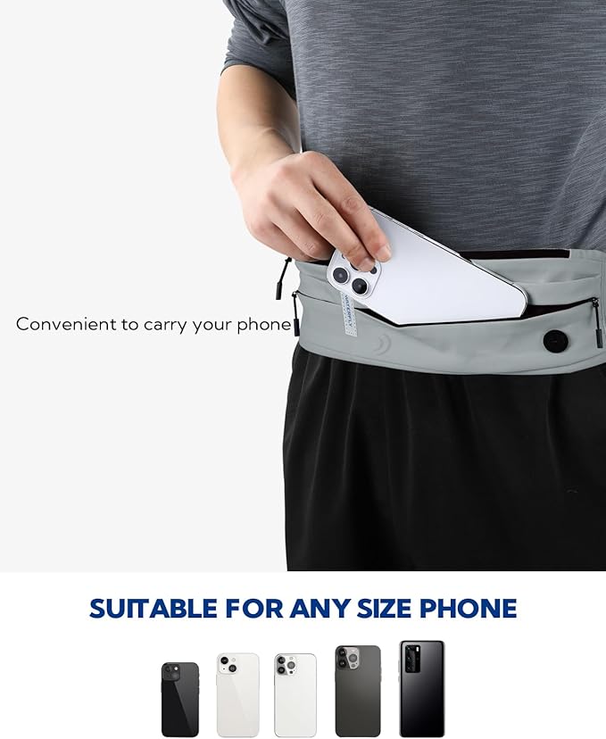 WATERFLY Running Belt Fanny Pack: Runner Marathon Jogging Waist Pack Sport Workout Exercise Fitness Phone Holder Belt for Men Women Jogger Slim Waistband-StrideForce Fitness