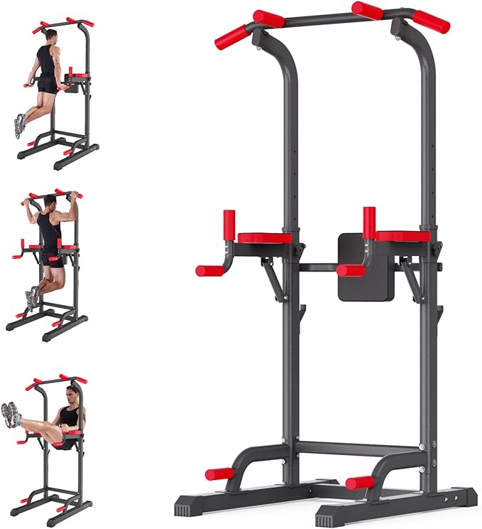 K KiNGKANG Power Tower Dip Station, Multi-Function Assistive Trainer Pull Up for Home Gym Muscle Building and Beginner Exercises,Load 450LBS-StrideForce Fitness