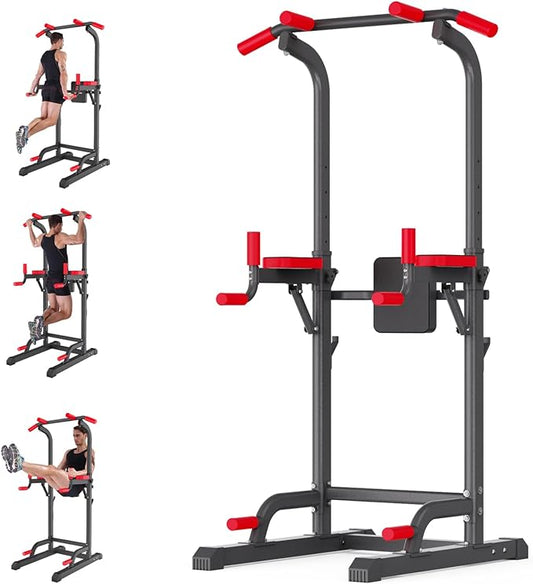 K KiNGKANG Power Tower Dip Station, Multi-Function Assistive Trainer Pull Up for Home Gym Muscle Building and Beginner Exercises,Load 450LBS-StrideForce Fitness