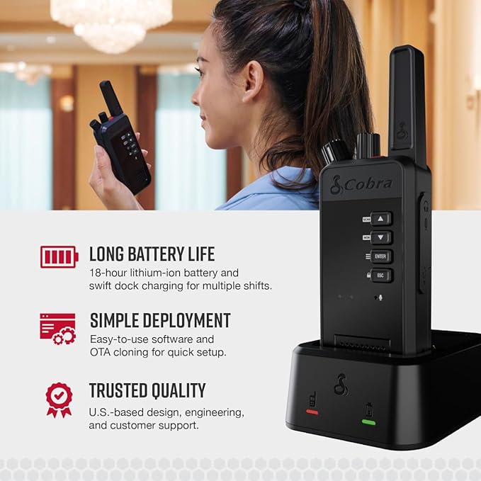 Cobra Performa 400 Business Radio (1-Pack with Dock) - 2-Channel UHF/LMR Professional Two Way Radio, Waterproof Walkie Talkie, Drop Proof, Shockproof IP67 & MIL-SPEC Rated, 18-Hour Li-Ion Battery-StrideForce Fitness