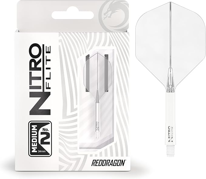 RED DRAGON Darts – Nitro Flite Integrated Flight & Shaft System – No.2 Shape and Design - Available in Short, Intermediate & Medium - Available in Variety of Colours - Professional Darts Accessories-StrideForce Fitness