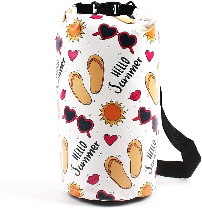 Dry Bag Waterproof,5L Roll Top Backpack Floating Dry Bag for Kayaking Boating Swimming Hiking Camping Outdoor Activities,White Summer-StrideForce Fitness