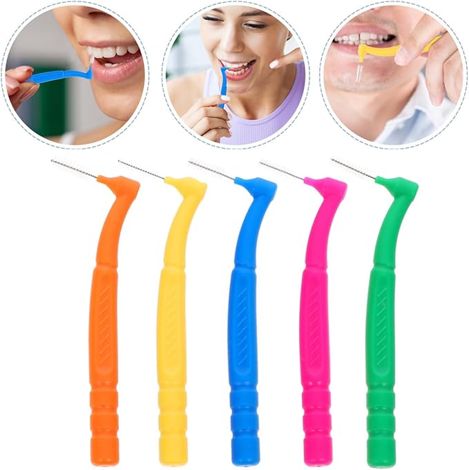 30Pcs Interdental Brushes Manual Toothbrush for Braces Teeth Cleaning L-Shaped Wear-Resistant Toothbrushes Portable Collection for Oral Care