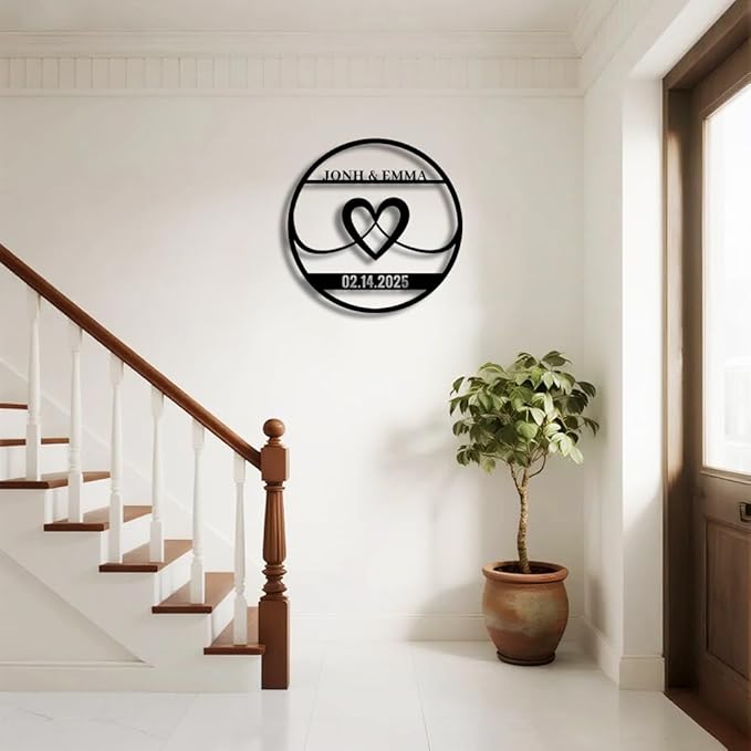 Personalized Wedding Metal Name Sign | Custom Wall Art Gifts for Couples | Custom Metal Signs |Engagement Gift | Anniversary Wedding Date Sign | Bedroom Decor for Couples-StrideForce Fitness