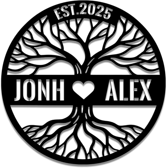 Personalized Tree of Life Metal Name Sign | Custom Metal Signs | Family Wall Art | Wedding Gift & Anniversary | Indoor Decor Gift for Women, Men, Wife, Parents, Couple-StrideForce Fitness