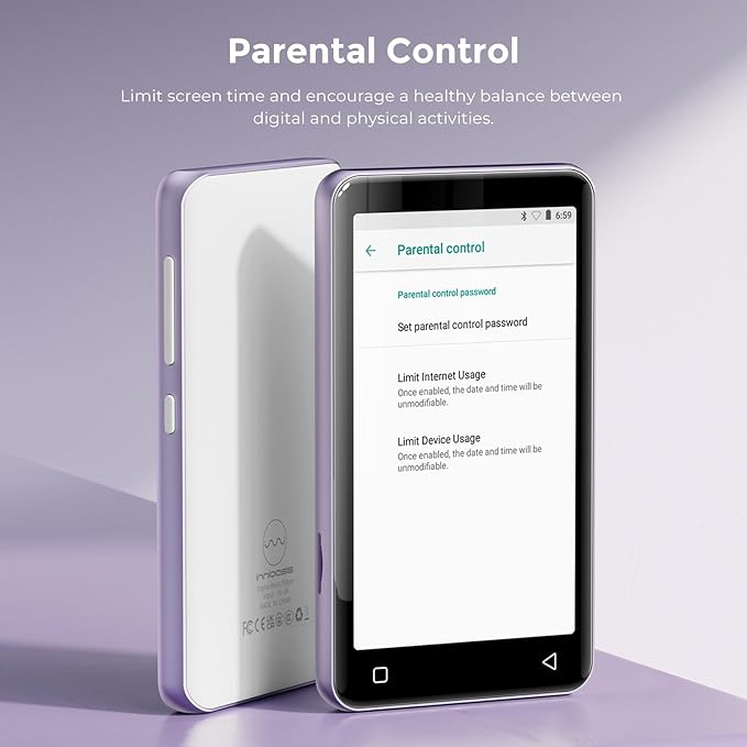 innioasis 80GB MP3 Player with Bluetooth and WiFi, MP3 Player for Kids with Spotify, Spotify Kids, Pandora, Audible, 4.0" Touch Screen Music Player with Parental Controls, Up to 1TB (White+ Purple)-StrideForce Fitness