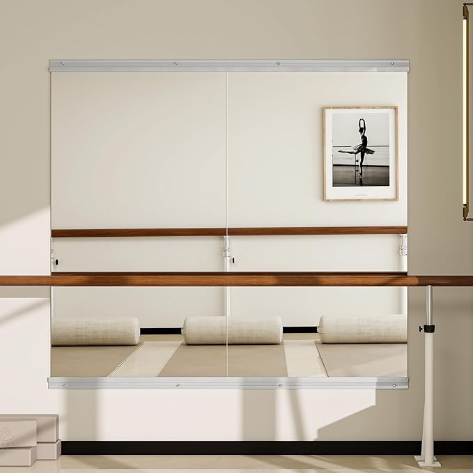 Home Gym Mirror - 2 PCS 28×55 inches, Large Frameless Wall Mounted Full Length Body Mirror for Dancing Studio, Exercise, Fineness, Yoga, Tempered Glass-StrideForce Fitness