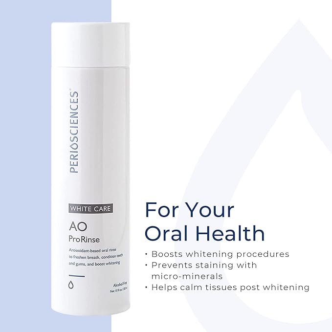 PerioSciences AO ProRinse White Care Whitening Mouthwash with Antioxidants – Oral Rinse for Gum Health, 10 Fl Oz / 300ml