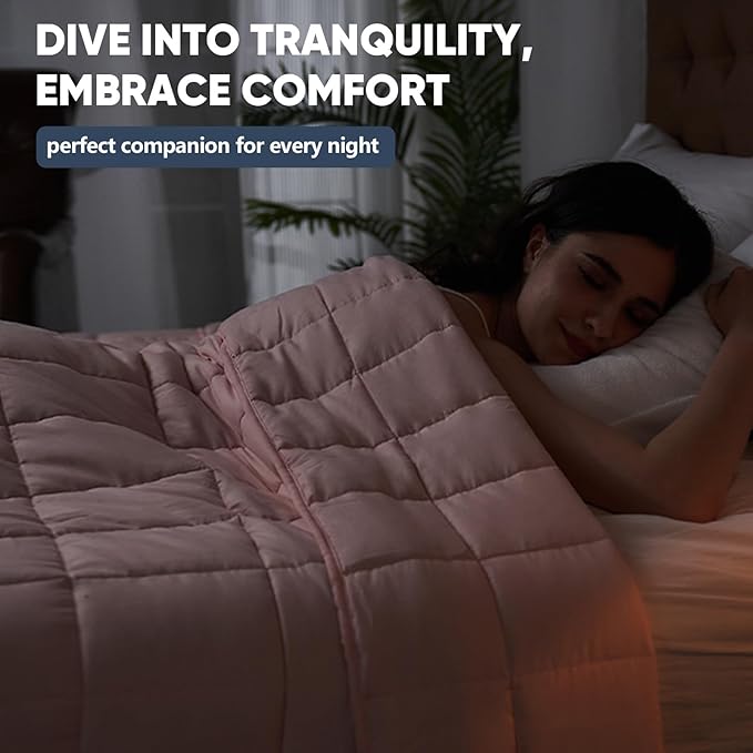 yescool King Size Weighted Blanket for Adults (25 lbs, 80” x 87”, Pink) Cooling Heavy Blanket for Sleeping Perfect for 240-260 lbs, Breathable Blanket for Adults & Couple All Season, Machine Washable-StrideForce Fitness