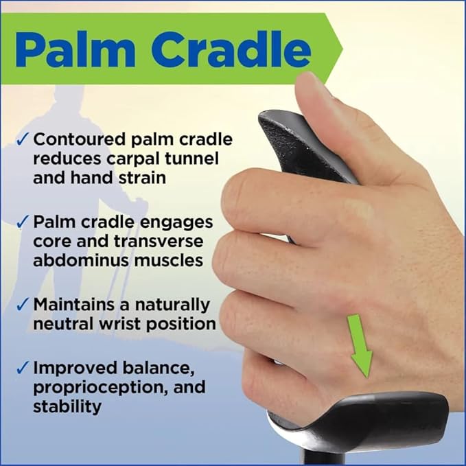 York Nordic Motivator Walking Poles for Balance and Rehab - Patented Stability Grips - Lightweight, Adjustable, and Collapsible - 2 Pieces Adjustable w/flip Locks - Heights 4'6" up to 6'2" - 230 lbs-StrideForce Fitness