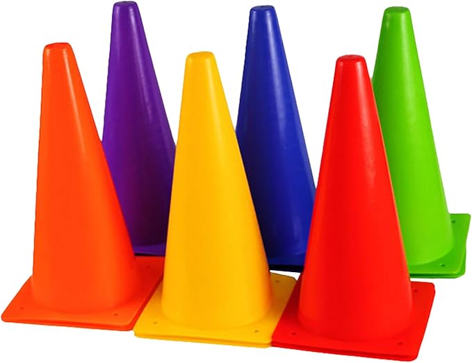 12 Inch Traffic Training Cones, 12 Pack Cones Sports Training Agility Plastic Safety Parking Cones, Agility Field Marker Cones for Soccer Basketball Football, Outdoor Sport Activity-StrideForce Fitness