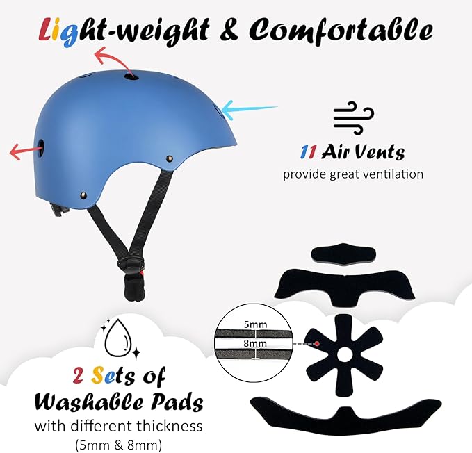 Kids Bike Helmet, Adjustable and Multi-Sport, from Toddler to Youth, 3 Sizes-StrideForce Fitness