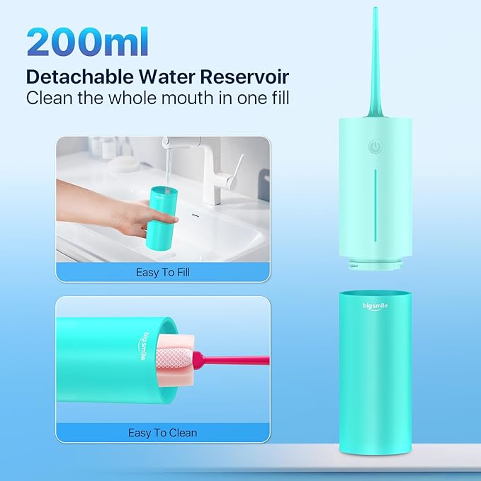 Powerful Cordless Water Flosser for Healthy Gums Rechargeable Dental Oral Irrigator for Daily Cleaning of Sensitive Gums, Orthodontic Braces or Tonsils to Help Prevent Infections and Bad Breath(Blue)