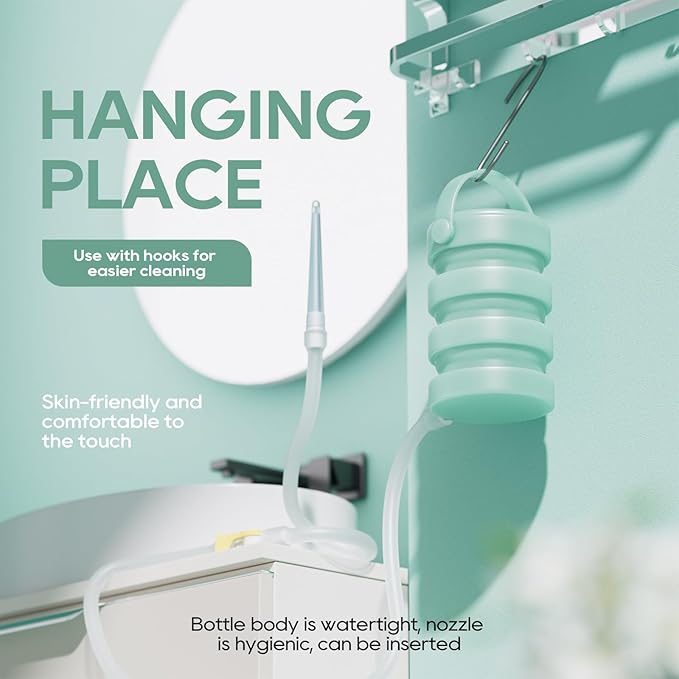 Silicone Collapsible Enema Bucket Kit, 1.2 Quart Enema Buckt, 5.3ft Enama Hose, 5 Enima Tips, Coffee enemas for Colon Cleanse Men and Women-StrideForce Fitness