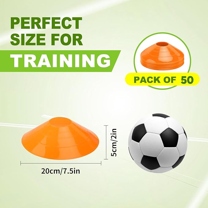 Ashsajkd(Set of 25/50/100 - Agility Soccer Cones with Carry Bag and for ， Football Cones for TrainingFootball, Basketball, Coaching, Agility Cones for Indoor and Outdoor Games-StrideForce Fitness