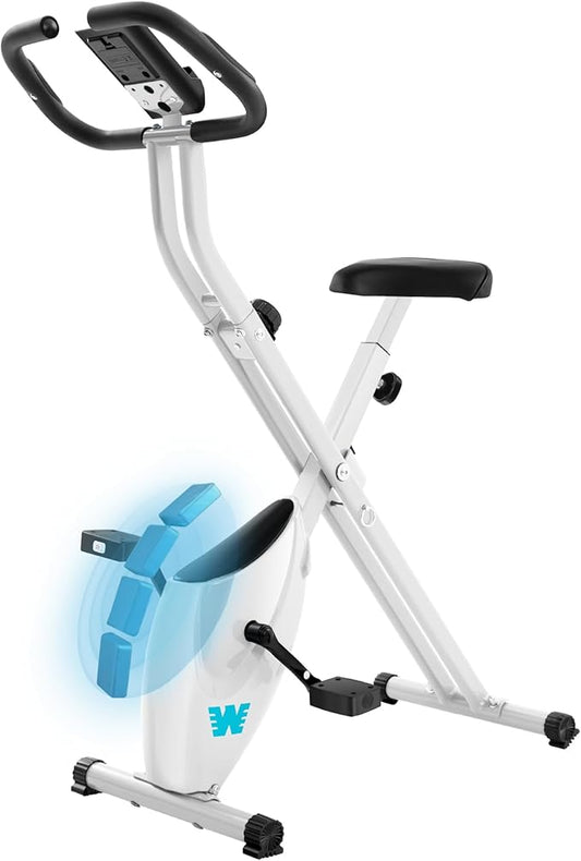 BARWING Stationary Exercise Bike for Home Workout, 5 IN 1 Foldable Indoor Cycling Bike for Seniors, 350LB Capacity, 16-Level Magnetic Resistance, Seat Backrest Adjustments-StrideForce Fitness