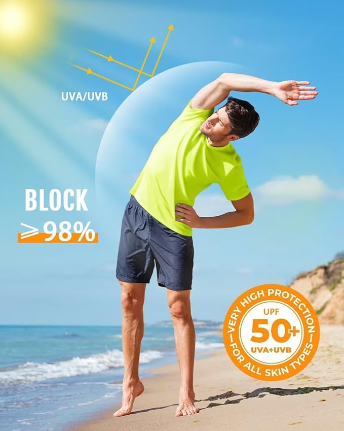 Boladeci Men's Swim Shirt Short Sleeve UPF 50+ Sun Protection SPF UV Moisture Wicking Lightweight Quick Dry Rash Guard-StrideForce Fitness