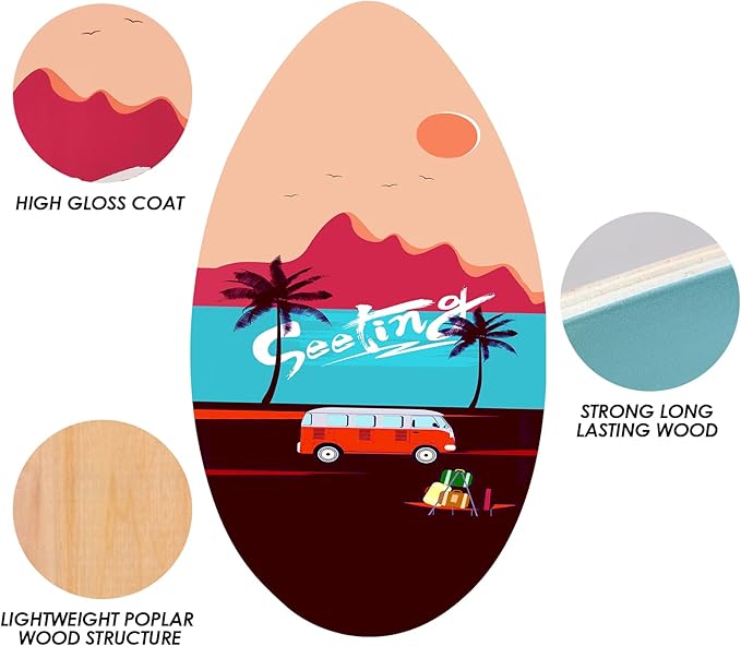 seething 35 Inch Skimboard with High Gloss Coat Wood Skim Board for Beginners,Kids, Teenagers, Adults and All Skimming-StrideForce Fitness