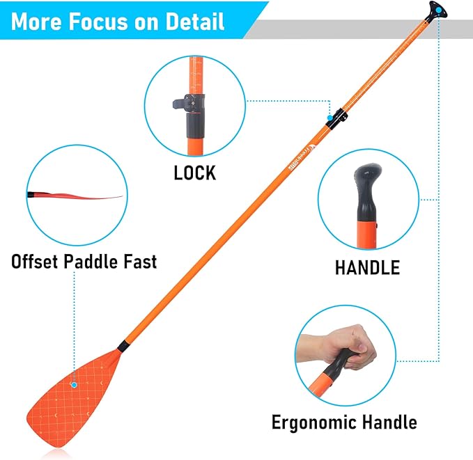 Freein 3-Piece Adjustable & Floating SUP Paddle - Fiberglass Shaft, Nylon Blade (71-83")-StrideForce Fitness