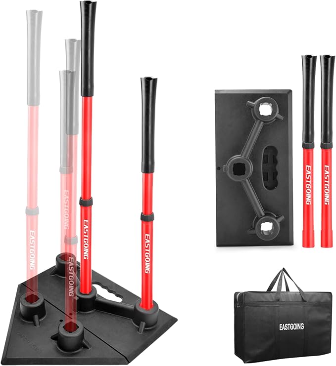 Eastgoing Heavy Duty Baseball and Softball Portable Travel Batting Tee.Adjustable 5-Position Baseball and Softball Batting Tee.Hitting Tee for Any Age Player Baseball-StrideForce Fitness