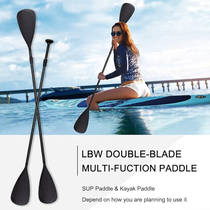 LBW SUP Paddle Board Paddle Stand up Paddleboard Paddles - 3-Piece or 4-Piece Floating Alloy Portable SUP Kayak Paddle Adjustable 2-Sided Paddle-StrideForce Fitness