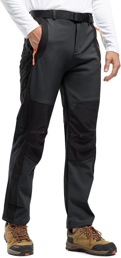 Rdruko Men's Snow Ski Pants Waterproof Insulated Winter Outdoor Snowboard Hiking Fleece Pants with Belt-StrideForce Fitness