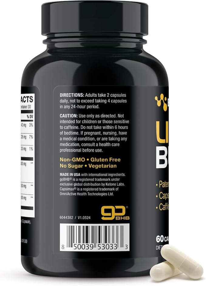 Lipo Burn Keto BHB Exogenous Ketones Supplement - BHB Science Keto Diet Pills with Capsimax and Caffeine for Natural Energy Focus Body Sculpting & Ketosis Support - Vegetarian & Non-GMO (1 Month)-StrideForce Fitness