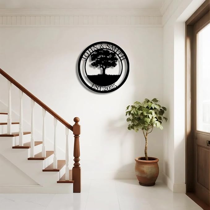 Tree of Life Metal Name Sign | Custom Metal Signs | Personalized Wall Art | Wedding Gift Indoor Decor Gift for Women, Men, Wife, Parents, Couple-StrideForce Fitness